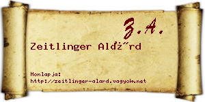 Zeitlinger Alárd névjegykártya
